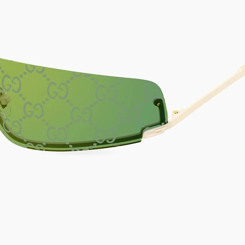 Gucci GG Logo Tom Shield Ivory Green Mirror GG1561S 99MM Sunglasses - Picture 3 of 16